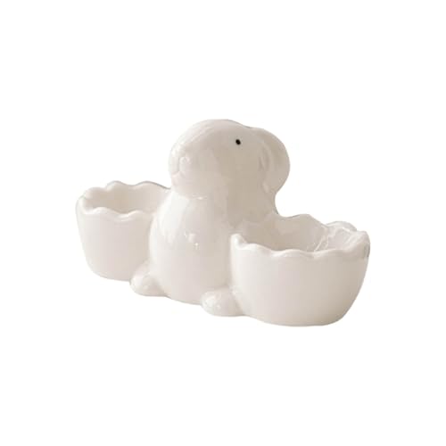 Eierbecher in Kaninchenform, handgefertigter Halter für weichgekochte Eier aus Keramik und Küchengeschirr, geeignet zum Frühstück (White, One Size) von Generic