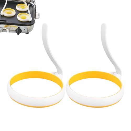 Eierform - 2 Stück Runde Eierformer Backringe | Küchenhelfer Für Frühstück Brunch Pancakes Burger BBQ Camping von Generic