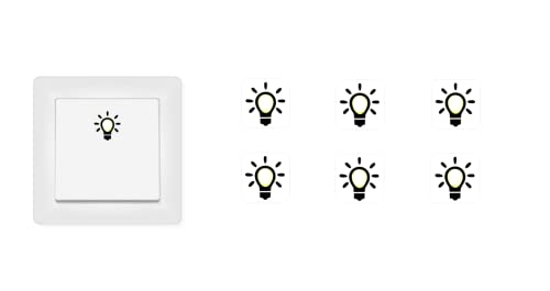 Ein Set Licht Symbol Aufkleber mit 6 Stück Lichtsymbol Aufkleber für Ihren Lichtschalter (RP43) (15mm x 15mm) von Generic