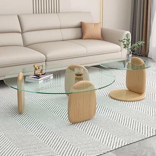 Eine Kaffeetisch Kombination Aus Gehärtetem Glas, Couchtisch Klein for Das Wohnzimmer,Mit Gestaffelten Höhen, Schafft EIN Reichhaltiges Raumerlebnis.Geeignet for Büros und Empfangsbereiche(Clear) von Generic