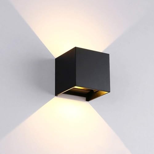 Einfache Quadratische Aluminium-led-Wandleuchte Mit Schwarzem Rahmen Im Innenbereich 7w 3000k-6000k Weiches Warmes Licht Mit 2 Köpfen Wandleuchte, Einstellbarer Winkel, Black 7w-warm Light von Generic