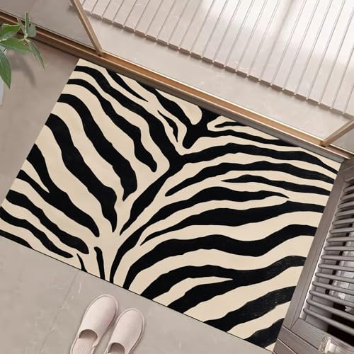 Einfaches Tigermuster Fußmatte - rutschfeste Schmutzfangmatte Beige Für Innen, Fußabtreter Tiertexturen Für Flur, Eingangsbereich & Überdachten Außenbereich - 40 X 60 cm von Generic