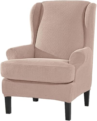 Einfarbig Karierter Stoff Ohrensessel Bezug Stretch Stilvoller Amerikanischer Sessel Ohrensessel Schonbezug Weich Waschbar rutschfest, Light Green von Generic