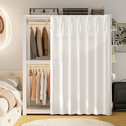 Einfarbig Schrankvorhang, Staubdichter Privatsphäre Regal Vorhang für Kleiderschränke Schuhschränke Spülmaschinenschränke, Waschbar mit Selbstklebender Flüsterschiene(B,W 80 cm x H 180 cm) von Generic