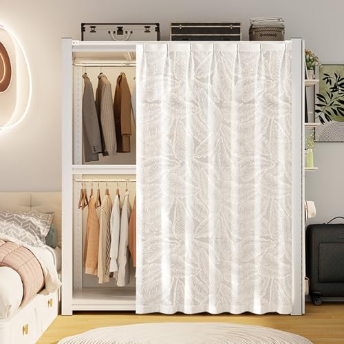 Einfarbig Schrankvorhang, Staubdichter Privatsphäre Regal Vorhang für Kleiderschränke Schuhschränke Spülmaschinenschränke, Waschbar mit Selbstklebender Flüsterschiene(C,W 160 cm x H 200 cm) von Generic