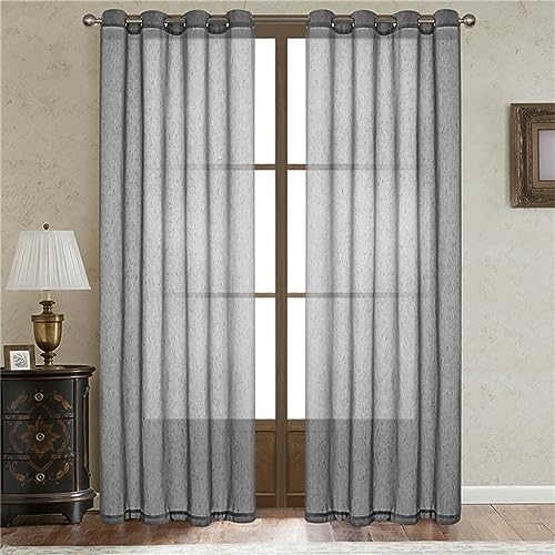 Einfarbige Durchsichtige Witwe Curtais 2 Paels Witwe Voile Paels Halbtransparente Elegat Witwe Vorhänge Öse Top Für Kitche Schlafzimmer Childre Livig Zimmer Yard, Grey, 254 x 244 cm Einfarbige Durchsichtige Witwe Curtais 2 Paels Witwe Voile Paels Halbtransparente Elegat Witwe Vorhänge Öse Top Für Kitche Schlafzimmer Childre Livig Zimmer Yard, Grey, 254 x 244 cm von Generic