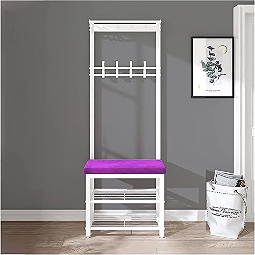 Eingangsbank 3 in 1 mit Mantelhaken und Schuhaufbewahrung Samtkissen Sitzhaken für Mäntel und Taschen einfache Montage Flurbaum Designer Hausorganizer Möbel von Generic