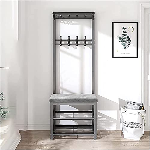 Eingangshalle Baum Lagerbank mit Kleiderständer und Schuhregal 3-in-1 Design mit Haken und Samtkissen einfach zu montieren schwarz 24 Zoll von Generic