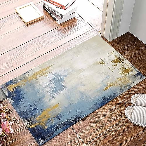 Eingangsmatte Abstrakte Moderne Kunst Im Blauen Malstil, 40X60Cm Badematten Rutschfester Badvorleger Resistente Fußmatten Für Chambre Déco Intérieur von Generic