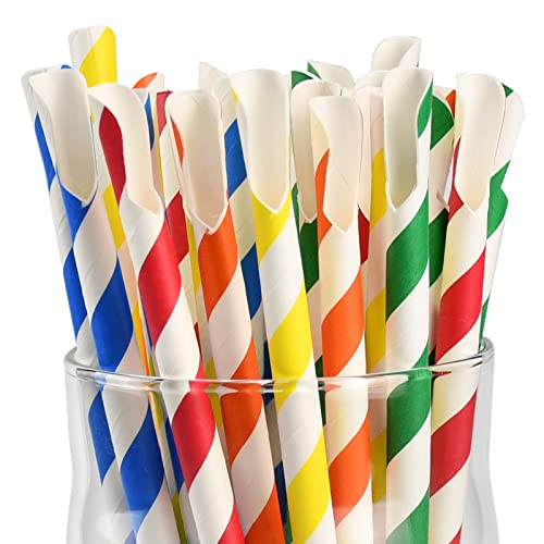 Einweg-Papierlöffel-Strohhalme, Papierschaufel-Strohhalme für Slushy, Milchshakes - 20 x 0,8 cm, 200 Stück (farbig sortiert) von Generic