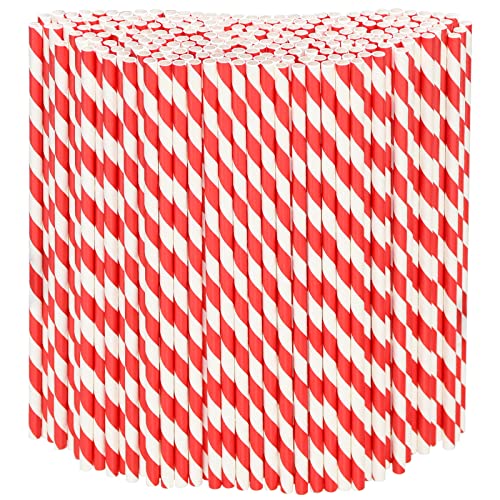 Einweg-Papiertrinkhalme Bulk 1000 Stück, Rot/Weiß gestreift, 19,7x0,6cm - Umweltfreundliche Strohhalme von Generic