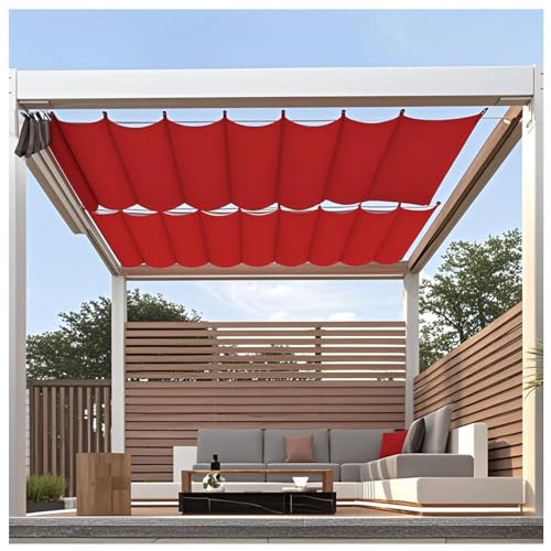 Einziehbar Welle Sonnensegel 1.2x10m(BxL) Verstellbar Schattenabdeckung Red Sonnenschutz Wasserdicht Outdoor Pergola UV-beständig Markise Anwendbar auf Terrasse Garten von Generic