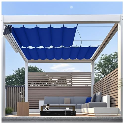 Einziehbar Welle Sonnensegel 3.5x7.5m(BxL) Verstellbar Schattenabdeckung Blue Sonnenschutz Wasserdicht Outdoor Pergola UV-beständig Markise Anwendbar auf Terrasse Garten von Generic
