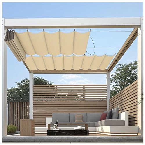 Einziehbar Welle Sonnensegel 4.5x9m(BxL) Verstellbar Schattenabdeckung Beige Sonnenschutz Wasserdicht Outdoor Pergola UV-beständig Markise Anwendbar auf Terrasse Garten von Generic