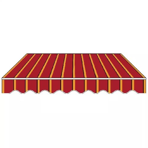Einziehbare Ersatz for Terrassenmarkise Stoff (nur Stoff), Wetterfeste UV Schutz wasserdichte Polyester Sonnenschutz Überdachung mit Volant(Red,500x350cm/16.5x11ft) von Generic