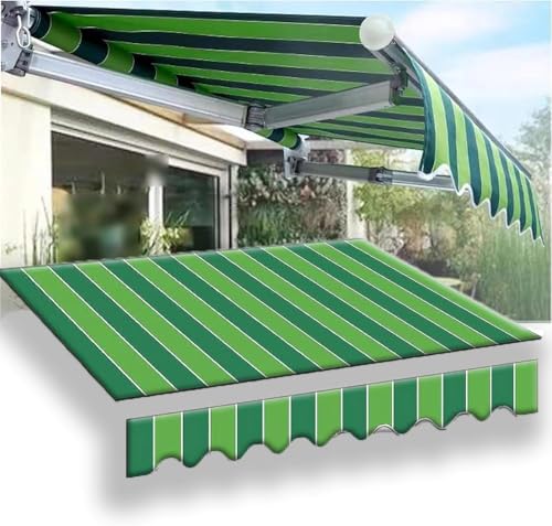 Einziehbare Markise Stoff Sonnenschutzabdeckung Uv-Schutz Ersatztuch Outdoor Sonnenschutz Baldachin Ersatz Leinwand Für Patio Deck Market Cafe Fenster Markise, Green, (19.6x8.2ft) 6X2.5M von Generic