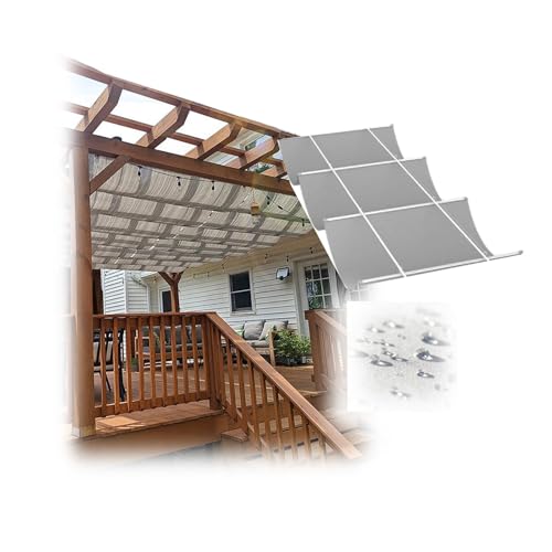Einziehbare Pergola-Abdeckung mit Gleitschiene,Langlebige Sonnenschutzmarkise ，Terrassenbelüftungsdach for GartenterrassenAnpassbar for das Leben im Freien(1.5 * 9m) von Generic