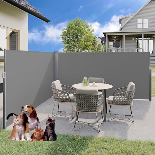 Einziehbare Seitenmarkise, Doppelt Faltbarer Sichtschutz Sichtschutzzaun Wasserdicht UV-beständig Sichtschutzmarkise for Innenhof, Dachterrasse(G,1.7 * 10m/5.58 * 32.8ft) von Generic