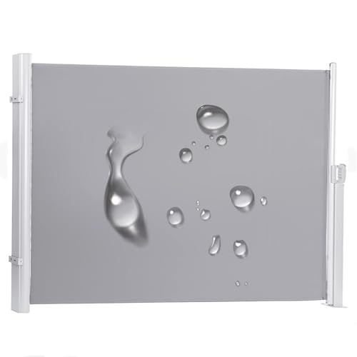 Einziehbare Seitenmarkise, Sichtschutzmarkise, Raumteiler aus 180 g hochwertigem Polyestergewebe for Terrasse, Garten und Terrasse. H: 120–170 cm, L: 200–600 cm(A,120x400cm/47x157in) von Generic