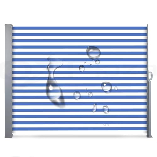 Einziehbare Seitenmarkise, Sichtschutzmarkise, Raumteiler aus 180 g hochwertigem Polyestergewebe for Terrasse, Garten und Terrasse. H: 120–170 cm, L: 200–600 cm(E,170x400cm/67x157in) von Generic