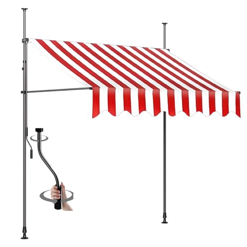 Einziehbare Terrassenmarkise, ohne Bohren, einziehbare Terrassenmarkise for den Außenbereich, Überdachung for Tür, Fenster, Hinterhof, Balkon, UV-Schutz und wasserdicht(7,86.61x47in/220x120cm) von Generic
