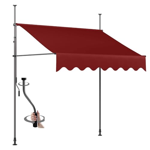Einziehbare Terrassenmarkise, ohne Bohren, einziehbare Terrassenmarkise for den Außenbereich, Überdachung for Tür, Fenster, Hinterhof, Balkon, UV-Schutz und wasserdicht(9,74.8x59in/190x150cm) von Generic