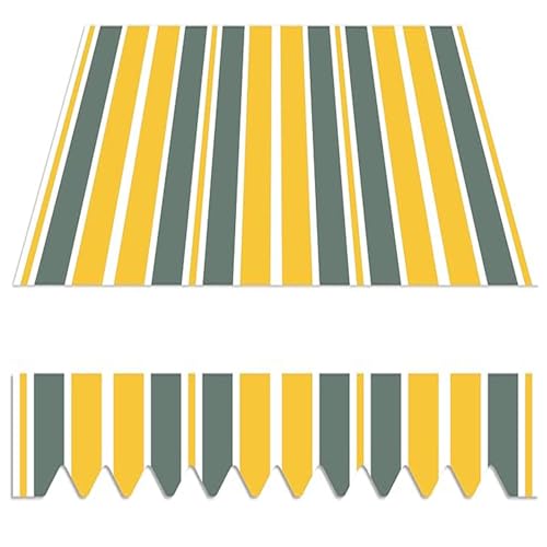 Einziehbare Terrassenmarkisenstoff (ohne Rahmen), 280 g Polyester Gestreifte Außen Markisenstoff mit Volant für Wohnmobil Balkon Hof(8x6.5ft/250x200cm) von Generic