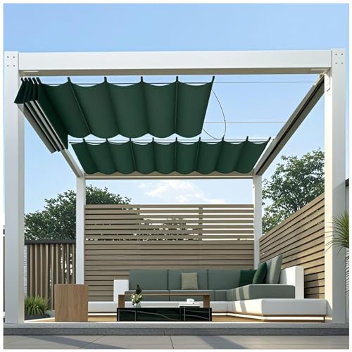 Einziehbares Welle Sonnensegel, 1x7.5m(BxL) Nach Maß Pergola Markise Verstellbar Schattenabdeckung Dark Green 95% UV-Schutz & Reißfest Inkl.Montageseilen für Terrasse Pergola von Generic