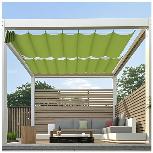 Einziehbares Welle Sonnensegel, 2x6.5m(BxL) Nach Maß Pergola Markise Verstellbar Schattenabdeckung Green 95% UV-Schutz & Reißfest Inkl.Montageseilen für Terrasse Pergola von Generic