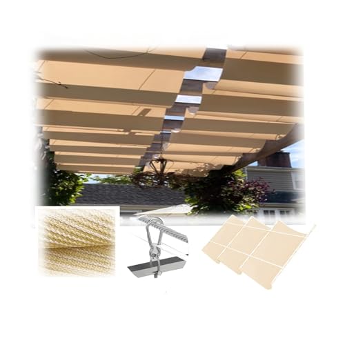 Einziehbares Wellen-Sonnensegel-Set for den Außenbereich,Atmungsaktive Sonnenschutzabdeckung ，Anpassbar,für Terrasse, Deck Pergola Dach(1.2 * 4m) von Generic