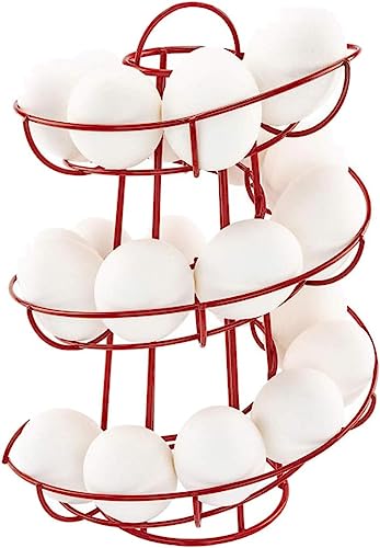 Eisen Eierhalter Ständer, Spirale Design Eier Lagerung Regal, Spiraling Dispenser Rack, Sparen Sie Platz Lagerung Display Rack, Küche Eier Lagerung Halter, Spiral Eierkorb (Rot) von Generic