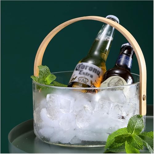 Eiskübel Getränkekühler Glas-eiskübel Champagnerkübel Creative Eisbehälter Eiskübel Mit Griff Eiskübel 1.4/2. 4l Kühler Eimer Bar Eiskübel Getränkebehälter, L von Generic