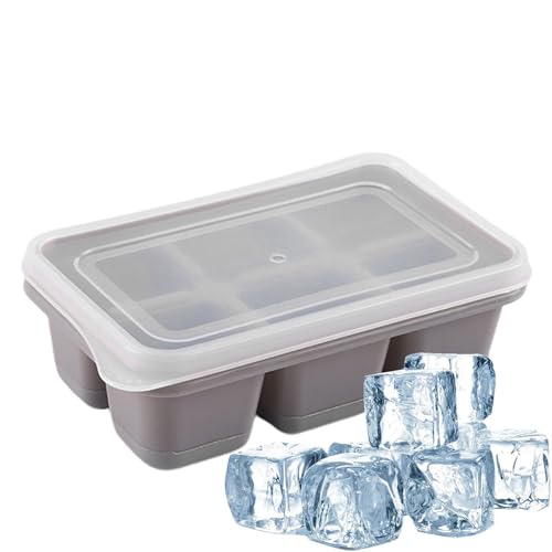 Eiswürfelform, Lebensmittelechte Eisbox Mit 6 Fächern, Leicht Zu Lösende Große Silikon-Eisformen Mit Abnehmbaren Deckeln, Eiswürfelformen, Perfekt Für Gekühlte Getränke, Whisky Und Cocktail von Generic
