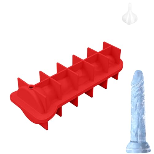 Eiswürfelform Penis, Lustig Eiswürfelformen Silikon, Herstellung von Eiswürfeln Penis, Silikonform für Eisgekühlte Cocktails, Whiskey, Tee, Kaffee,Rot (Rot) von Generic