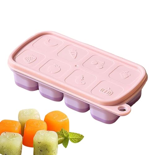 Eiswürfelformen – stapelbare Eiswürfelschale aus Kunststoff mit Deckel, antihaftbeschichtete Eiswürfelformen | Umweltfreundliche große Silikon-Eiswürfelform für den Gefrierschrank, perfekt für Cocktai von Generic