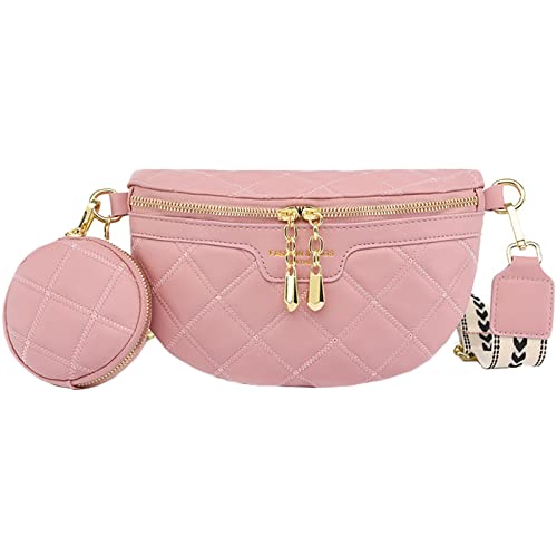 Eiyiuer Kleine Crossbody Sling Bag, Echtleder Fay Packs Geldbörsen Brusttasche Für Frauen, Mehrzweck Cross Body Phone Umhängetaschen Fit Damen, Pink von Generic