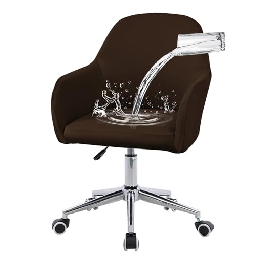 Elastische Esszimmerstuhlbezüge mit Armlehnen - Dehnbare Bürostuhlbezüge, Waschbare & rutschfeste Möbelschoner für ESS- und Bürostühle(Dark Brown,6 Pack) von Generic