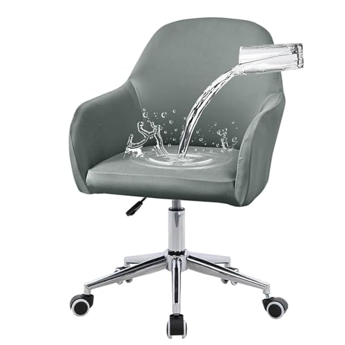 Elastische Esszimmerstuhlbezüge mit Armlehnen - Dehnbare Bürostuhlbezüge, Waschbare & rutschfeste Möbelschoner für ESS- und Bürostühle(Light Gray,2 Pack) von Generic