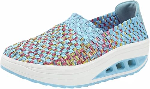 Elastische Gewebte Wanderschuhe Für Damen Atmungsaktive Mesh-Wanderschuhe Laufschuhe Leichte rutschfeste Plattform-Loafer, Hot Pink 2, 4.5 UK Elastische Gewebte Wanderschuhe Für Damen Atmungsaktive Mesh-Wanderschuhe Laufschuhe Leichte rutschfeste Plattform-Loafer, Hot Pink 2, 4.5 UK von Generic