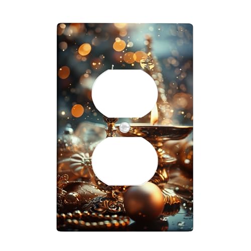 Elegante Abdeckung für Lichtschalter/Steckdosenabdeckungen, goldfarben und blau, festliche Dekoration für Wandakzente, thermoplastische Wandplatten, Standardgröße, Einzel-Duplex-Steckdose Elegante Abdeckung für Lichtschalter/Steckdosenabdeckungen, goldfarben und blau, festliche Dekoration für Wandakzente, thermoplastische Wandplatten, Standardgröße, Einzel-Duplex-Steckdose von Generic