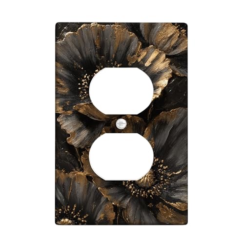 Elegante Abdeckung für Lichtschalter/Steckdosenabdeckungen mit Blumenmuster, schwarz-goldene Mohnblumen für Heimdekoration, Thermoplastische Wandplatten, Standardgröße, Einzel-Duplex-Steckdose Elegante Abdeckung für Lichtschalter/Steckdosenabdeckungen mit Blumenmuster, schwarz-goldene Mohnblumen für Heimdekoration, Thermoplastische Wandplatten, Standardgröße, Einzel-Duplex-Steckdose von Generic