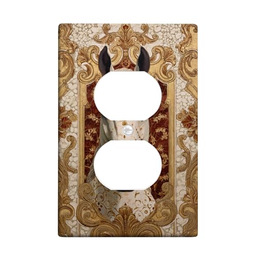 Elegante Abdeckung für Lichtschalter/Steckdosenabdeckungen mit Pferdemotiv, antikes Gold, Blumen-Design für Heimdekoration, thermoplastische Wandplatten, Standardgröße, Einzel-Duplex-Steckdose Elegante Abdeckung für Lichtschalter/Steckdosenabdeckungen mit Pferdemotiv, antikes Gold, Blumen-Design für Heimdekoration, thermoplastische Wandplatten, Standardgröße, Einzel-Duplex-Steckdose von Generic