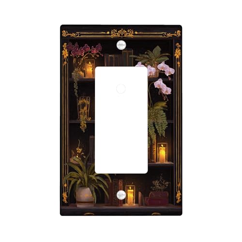 Elegante Abdeckung für Lichtschalter mit Blumenmuster, schwarze Orchidee und Kerze, für Heimdekoration, thermoplastische Wandplatten, Standardgröße, Einzelwippe Elegante Abdeckung für Lichtschalter mit Blumenmuster, schwarze Orchidee und Kerze, für Heimdekoration, thermoplastische Wandplatten, Standardgröße, Einzelwippe von Generic