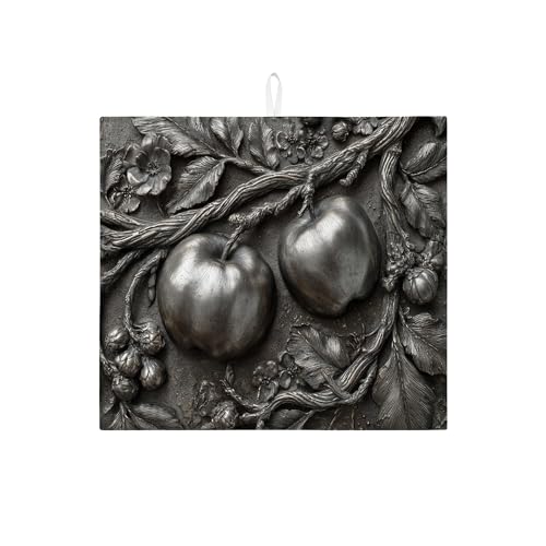 Elegante Abtropfmatte für Küchentheke, saugfähiges Abtropfgestell aus silberfarbenem Obst, rustikale Mikrofaser-Abtropfmatte für Kaffee-Bar-Schutz, 40,6 x 45,7 cm von Generic