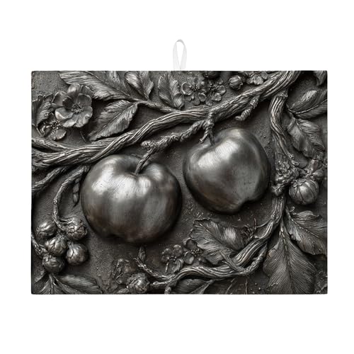 Elegante Abtropfmatte für Küchentheke, saugfähiges Abtropfgestell aus silberfarbenem Obst, rustikale Mikrofaser-Abtropfmatte für Kaffee-Bar-Schutz, 45,7 x 61 cm Elegante Abtropfmatte für Küchentheke, saugfähiges Abtropfgestell aus silberfarbenem Obst, rustikale Mikrofaser-Abtropfmatte für Kaffee-Bar-Schutz, 45,7 x 61 cm von Generic