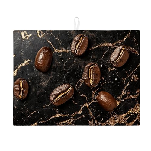 Elegante Abtropfmatten für die Küchentheke, moderner schwarzer Marmor, saugfähiges Abtropfgestell, für Kaffeeliebhaber, 45,7 x 61 cm Elegante Abtropfmatten für die Küchentheke, moderner schwarzer Marmor, saugfähiges Abtropfgestell, für Kaffeeliebhaber, 45,7 x 61 cm von Generic