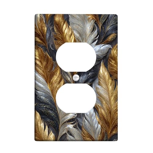 Elegante Federlichtschalter-Abdeckplatten/Steckdosenabdeckungen, Gold- und Silberblätter für Heimdekoration, Thermoplastische Wandplatten, Standardgröße, Einzel-Duplex-Steckdose Elegante Federlichtschalter-Abdeckplatten/Steckdosenabdeckungen, Gold- und Silberblätter für Heimdekoration, Thermoplastische Wandplatten, Standardgröße, Einzel-Duplex-Steckdose von Generic