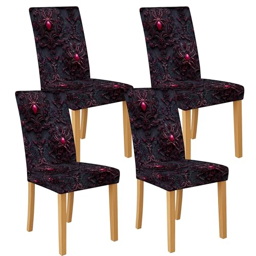Elegante Gothic-Stuhlhussen für Esszimmerstühle, dehnbar und waschbar, Spandex-Sitzschoner, dekorative Schonbezüge für Zuhause, Esszimmer, 4 Stück Elegante Gothic-Stuhlhussen für Esszimmerstühle, dehnbar und waschbar, Spandex-Sitzschoner, dekorative Schonbezüge für Zuhause, Esszimmer, 4 Stück von Generic