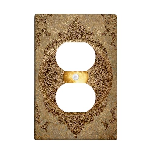 Elegante Vintage Lichtschalter-Abdeckplatten/Steckdosenabdeckungen, antikes Gold, dekoratives Design für Wohnkultur, Thermoplastische Wandplatten, Standardgröße Einzel-Duplex-Steckdose Elegante Vintage Lichtschalter-Abdeckplatten/Steckdosenabdeckungen, antikes Gold, dekoratives Design für Wohnkultur, Thermoplastische Wandplatten, Standardgröße Einzel-Duplex-Steckdose von Generic