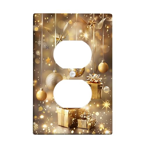 Elegante goldene Weihnachtslichtschalter-Abdeckplatten/Steckdosenabdeckungen, festliche Feiertagsdekoration für Wandakzente, thermoplastische Wandplatten, Standardgröße, Einzel-Duplex-Steckdose Elegante goldene Weihnachtslichtschalter-Abdeckplatten/Steckdosenabdeckungen, festliche Feiertagsdekoration für Wandakzente, thermoplastische Wandplatten, Standardgröße, Einzel-Duplex-Steckdose von Generic